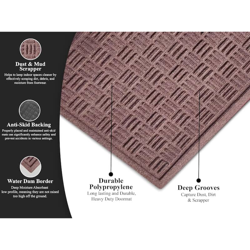 A1HC New All Weather Superior Dirt and Moisture Absorbing Polypropylene Door Mat with Non-Slip Backing for Inside Outside Use