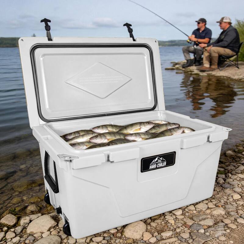 110 Quart Khaki Cooler, Rotomolded Insulated Ice Chest, Heavy-Duty Hard Shell Cooler with 6-10 Day Ice Retention for Camping