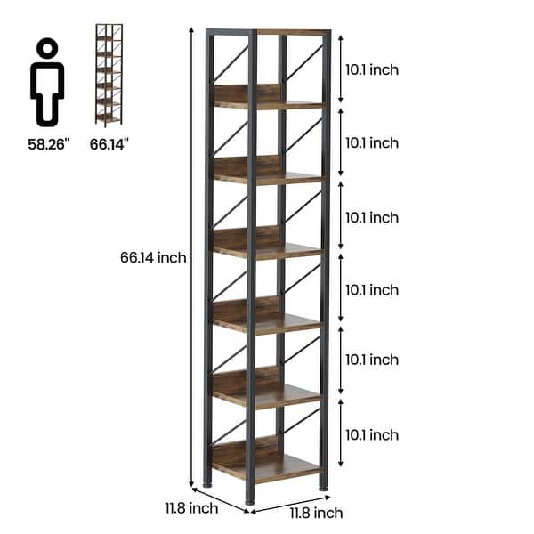 Narrow Bookshelf Tall Skinny Bookcase 6 Tier Storage Rack - Bed Bath ...