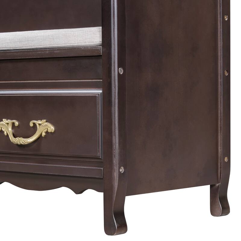 42 Inch Wide Storage Bench For Entryway Bench with Removable Cushion