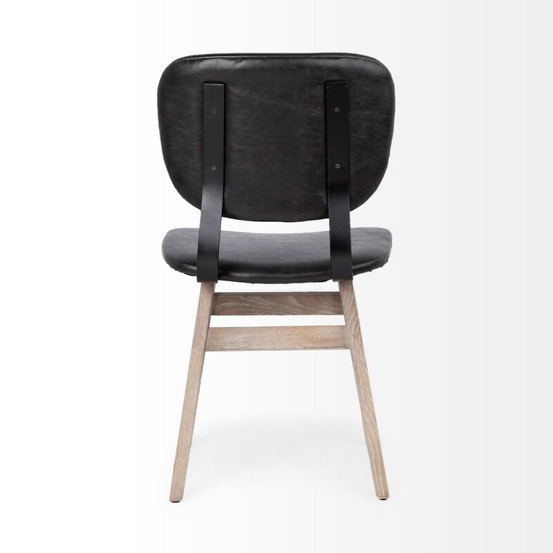 Set of 2 Upholstered Faux Leather Side Chairs for Dining Room with Open Back and Solid Wood Frame - 33.3”H x 18.5”W x 18.5”D