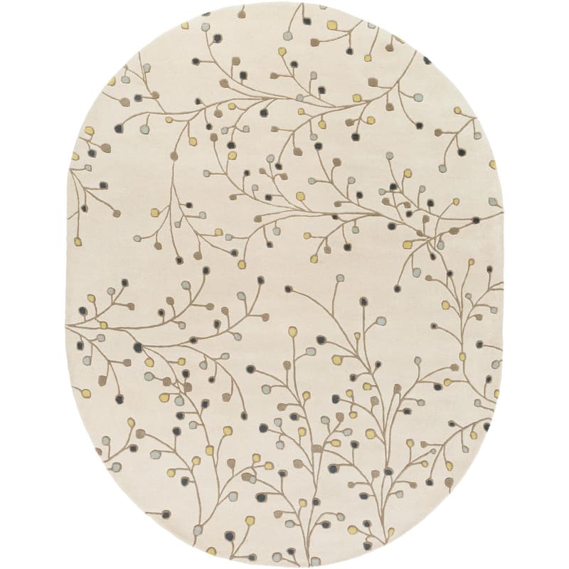 Livabliss Athena French Country Floral & Botanical Hand Tufted Area Rug - 8' x 10' Oval - Cream