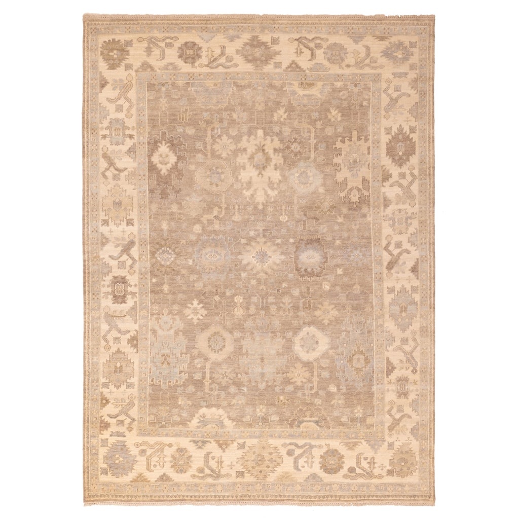 ECARPETGALLERY Hand-knotted Kavya Oushak Taupe Wool Rug - 8'11 x 12'1