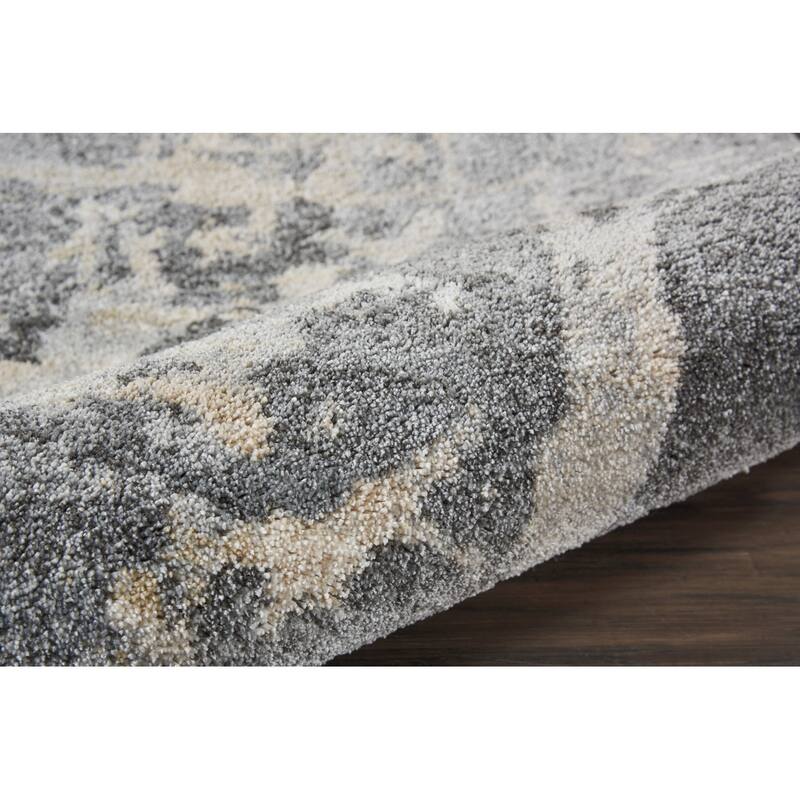 Hoko Power Loomed Distressed Abstract Modern Stain Resistant Soft Area Rug By HomeRoots - 90' X '26' X '0.75