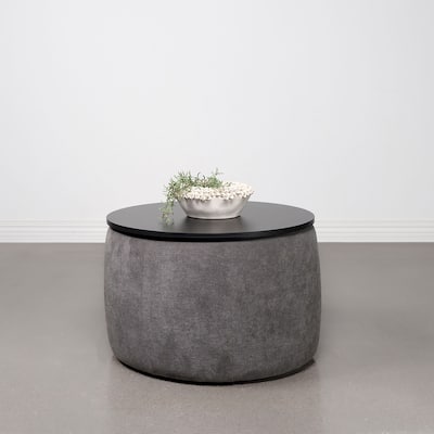 Round Upholstered Lift Top Storage Ottoman