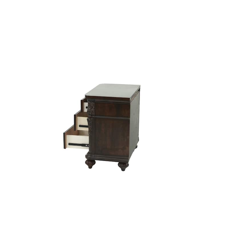 Traditional Antique 1pc Nightstand Bedroom Furniture Veneer 2-Drawers Hanging Pull Bedside Table