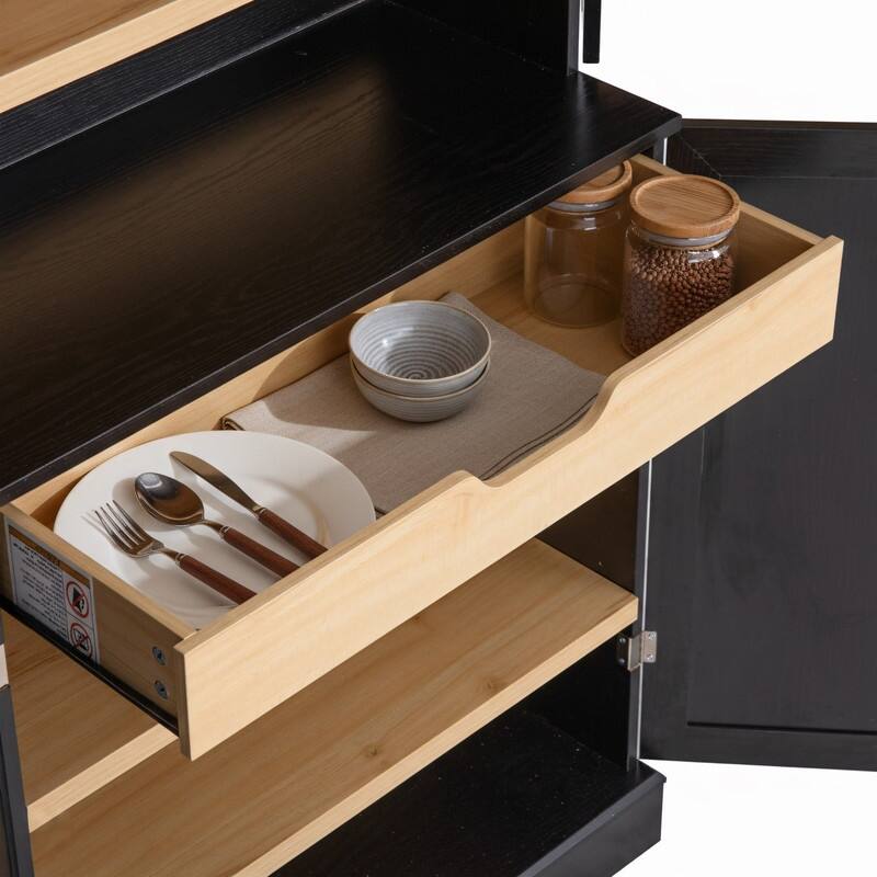 Farmhouse 78.2" Tall Kitchen Pantry Cabinet with Door Shelves, Adjustable Shelves and Hidden Drawer