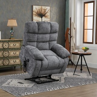 Heavy Duty Power Lift Recliner (Beige Chenille) | 350 LBS Capacity w/ Heat, Massage & USB-C