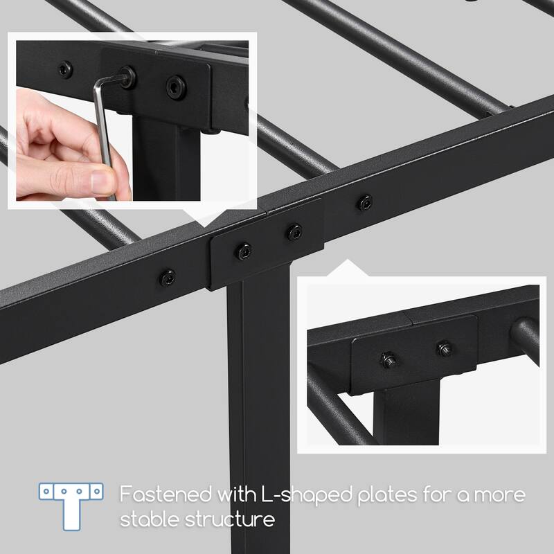 Yaheetech Minimalist Metal Platform Bed Frame with Spindle Headboard and Footboard