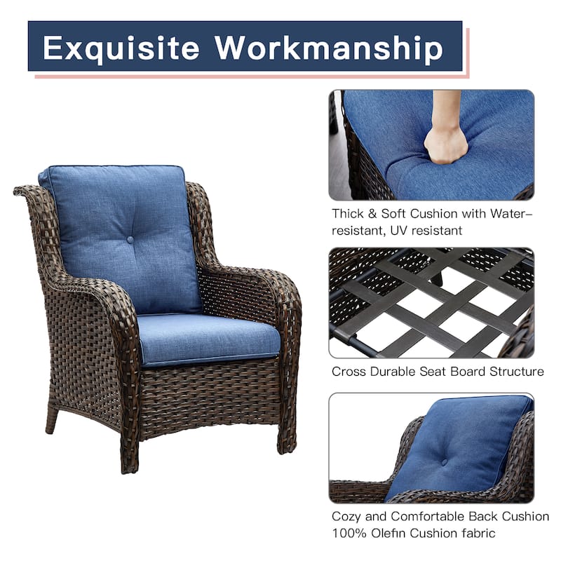 Pocassy 4-Piece Outdoor Sofa Patio Chair with Coffee Table