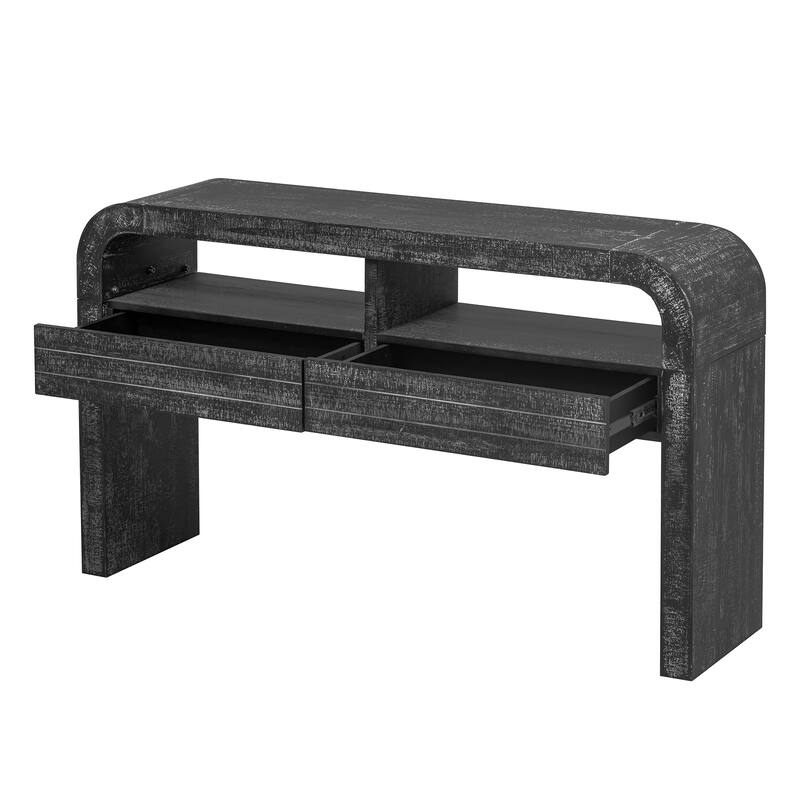 52 Inch Retro Style Console Table with Large Drawers