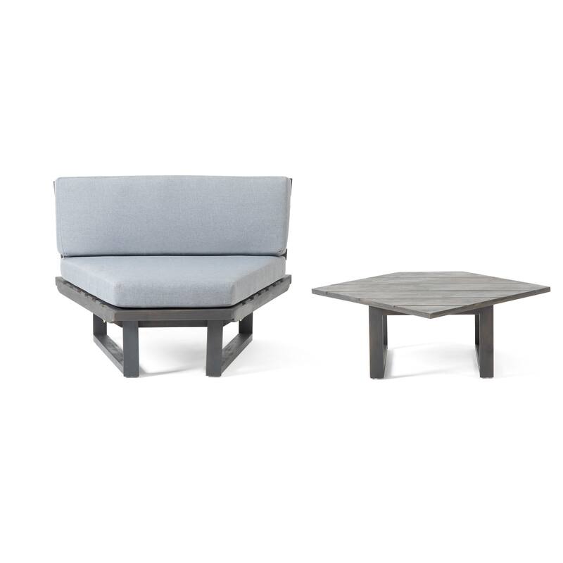 MIRABELLE 2 SEATER SOFA SET OF Grey - CORNER CHAIR+TABLE