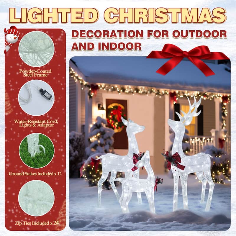 VEIKOUS 4.5 ft. 3D LED Reindeer Family Christmas Holiday Yard Decoration