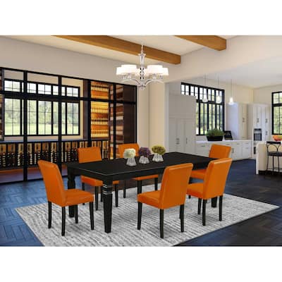 Rustic Kitchen Table Set 7Pc Rectangle Dining Table w/ Chairs & Leaf - 66/84"