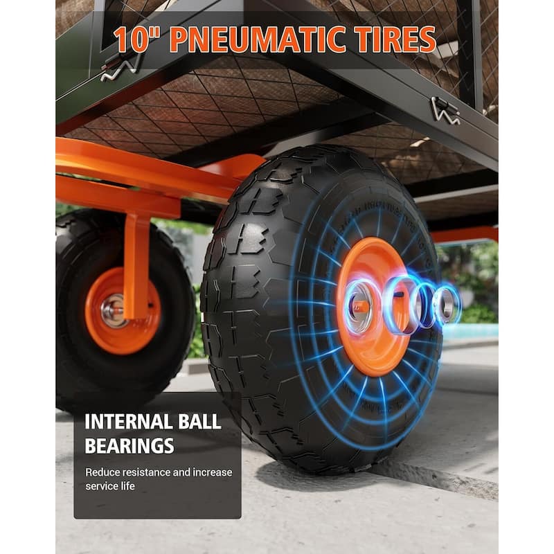 900 lb Capacity Steel Garden Cart Black and Orange