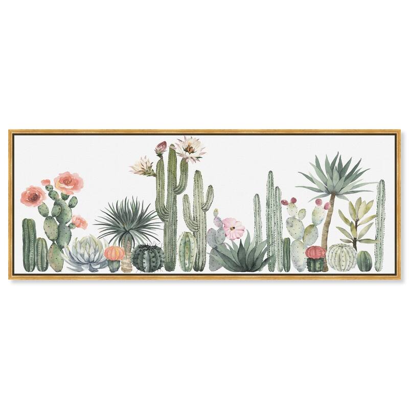 Cactus Desert Shade Panoramic Canvas by Art Remedy - Gold - 54" x 20"