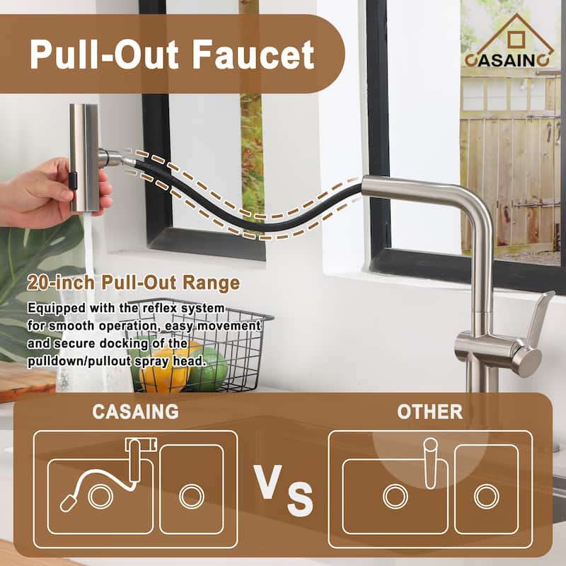 Single Handle Pull Down Sprayer Kitchen Faucet with Motion Sense Wave, Power Boost