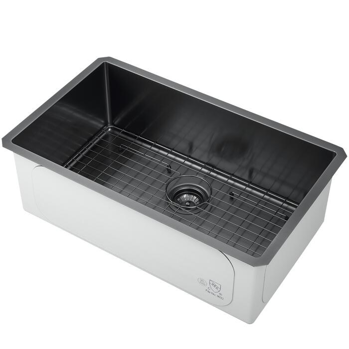 Ancona Undermount 30 In Single Bowl Kitchen Sink In Black Pvd Nano Overstock 31828173
