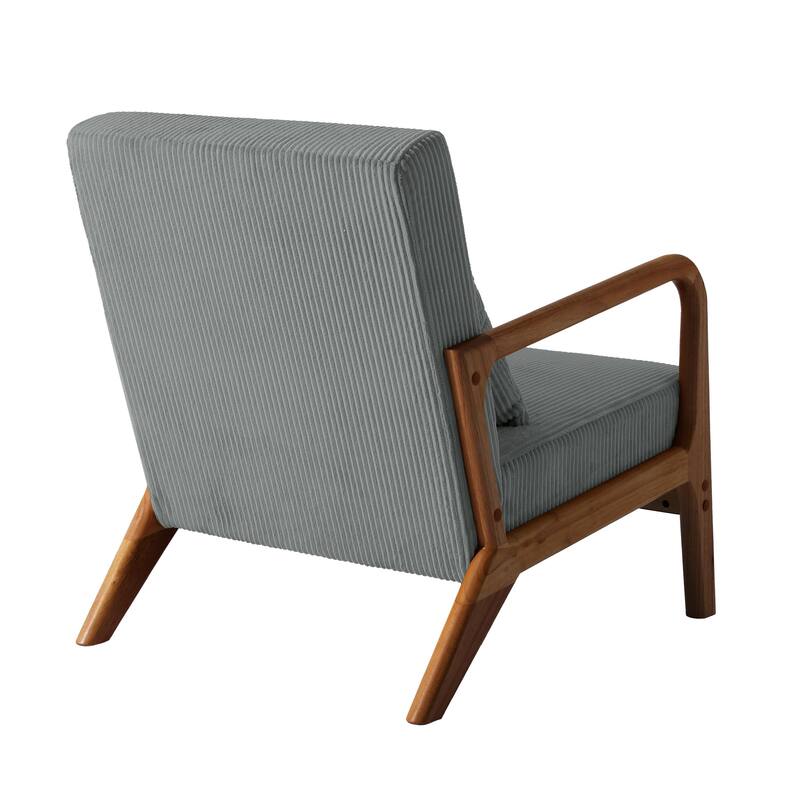 Modern Corduroy Upholstered Accent Chair with Wood Legs Set of 2