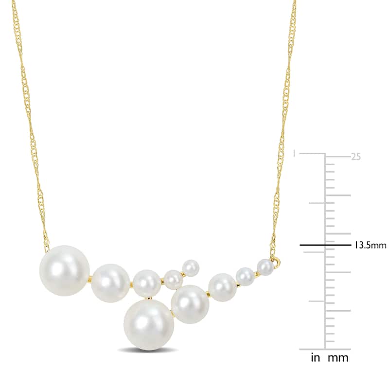 Miadora Graduated Cultured Freshwater Pearl Necklace in 14k Yellow Gold