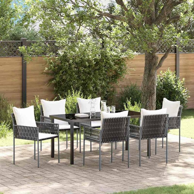 vidaXL Garden Dining Set Brown and Black PE Rattan - Brown-21.26x24.02x32.68 in.