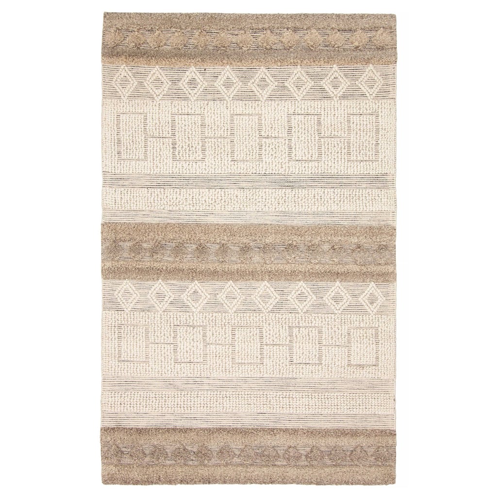 ECARPETGALLERY Braid weave Sienna Cream Wool Rug - 5'0 x 4'10