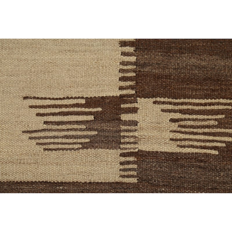 Reversible Nomadic Kilim Persian Area Rug Hand-Knotted Wool Carpet - 5'5"x 7'11"