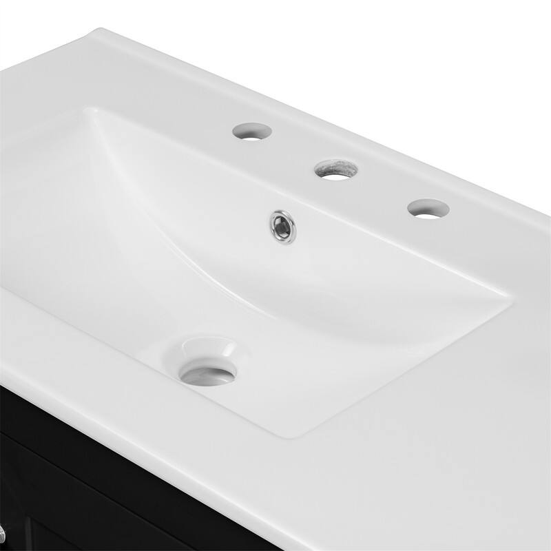 36'' Bathroom Vanity with Ceramic Sink Combo, Modern Bathroom Vanity Cabinet with 2 Soft Close Doors and 5 Storage Drawers