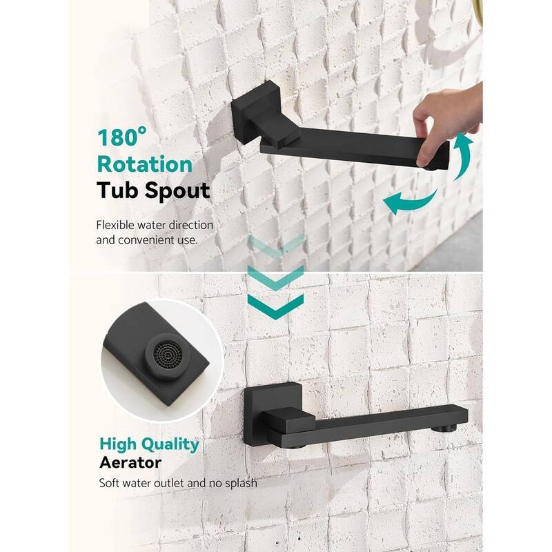 Lefton Shower System in Fahrenheit Display, 10” Overhead Shower Head with Handheld Spray Showerhead and Bathtub Faucet, SSWM2502