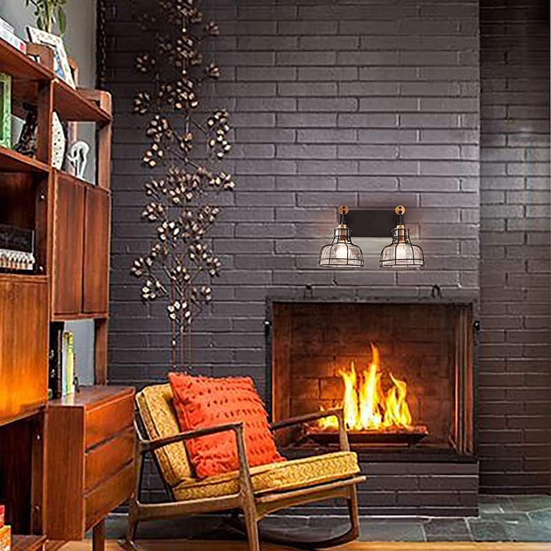 2 light retro farmhouse wall light black wall sconce with glass shade