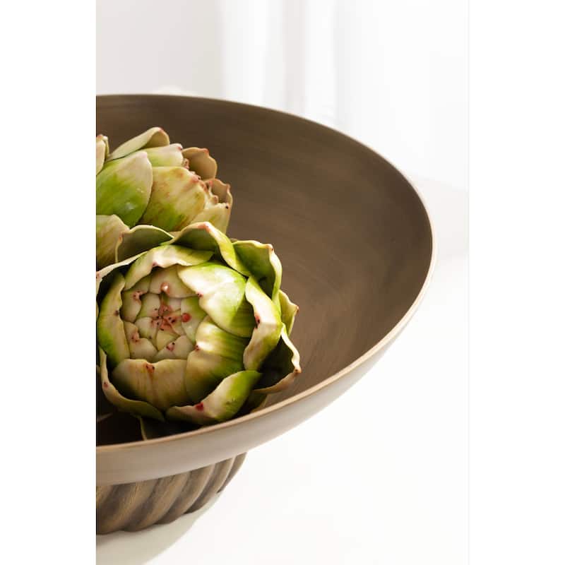 Kate and Laurel Trenza Round Footed Metal Bowl - 12" Diameter