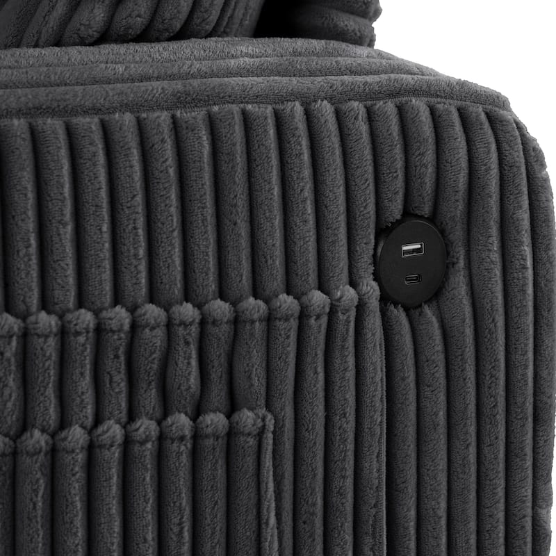 DH BASIC Modern Chenille Sofa with Cup Holders and USB Ports by Denhour