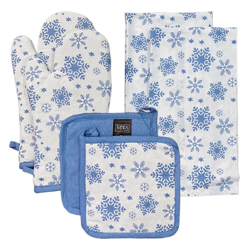 Fabstyles Solo Waffle Cotton Oven Mitt & Pot Holder Set of 4