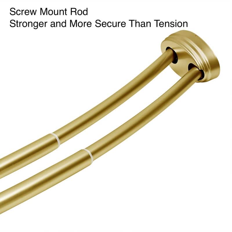 Utopia Alley Rustproof Wall Mounted Aluminum Double Curved Shower Curtain Rod, Screw Mount Rod, Adjustable Rod from 45" to 72"