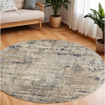Medi Power Loomed Geometric Abstract Modern Durable Area Rug By HomeRoots - 120' X '120' X '0.32