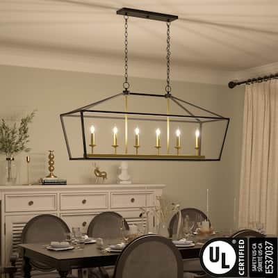Acroma 6-light Modern Farmhouse Rectangle Chandelier for Dining Room with UL Certified - 49In