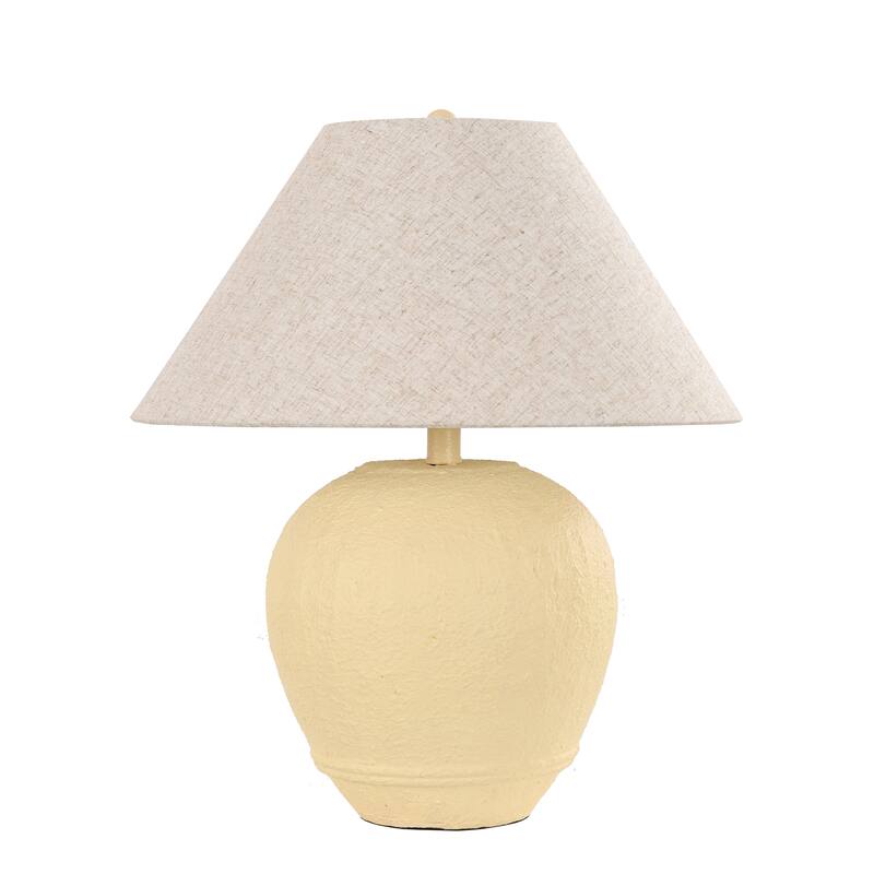 Modern Ceramic Table Lamp with Cone Linen Shade - Standard:18"Wx18"Dx21.1"H - Yellow-Single