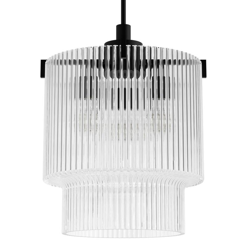 Hunter + Jasmine Roth Ontario Ribbed Glass Pendant Chandelier - Foyer, Dining Room, Kitchen Table or Island - Transitional, Glam
