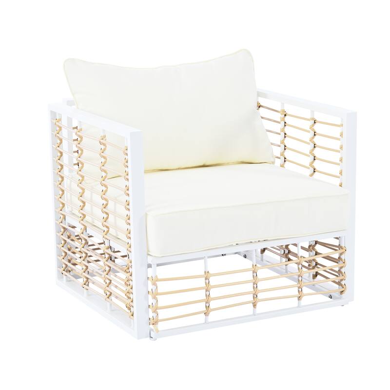 7-Piece Outdoor Metal Modular Sectional Sofa Set with Coffee Table and Chairs, Free Combination