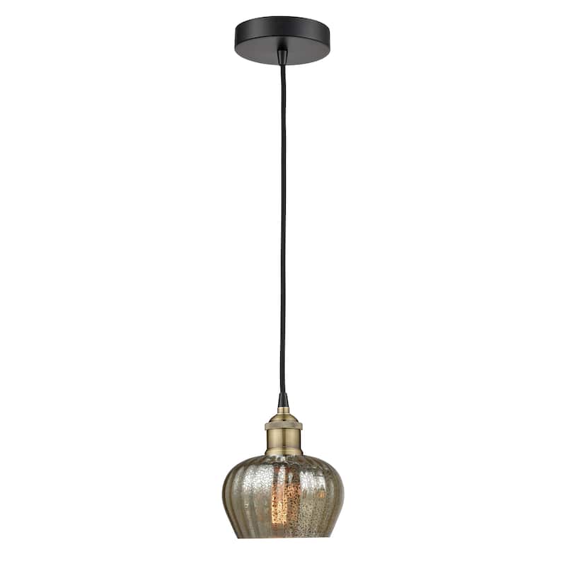 Innovations Lighting Fenton - 1 Light 7" Cord Hung Mini Pendant - Mercury/Black Antique Brass