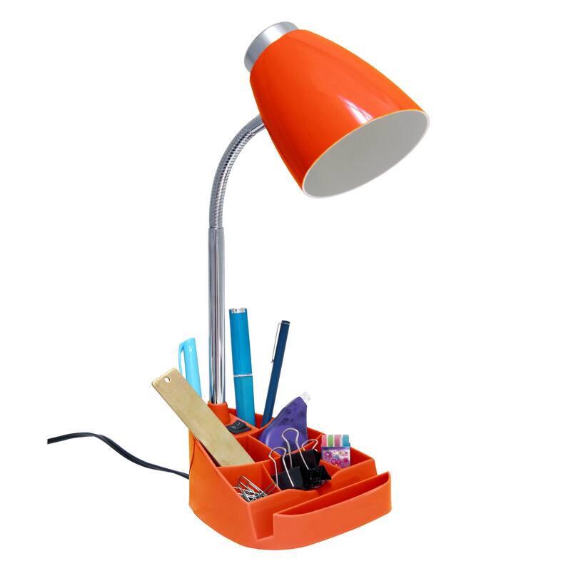 18.5 in. Chrome Finish Table Lamp with Orange Shade, Desk Lamp for Writing and Computer Desks