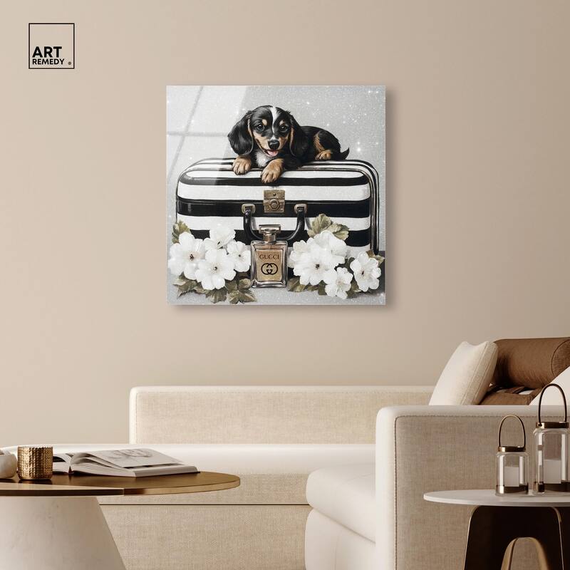 Doxxie Luggage Flowers Acrylic by Art Remedy, Ready to Hang