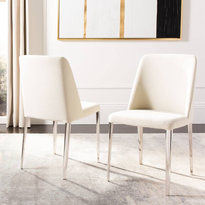 SAFAVIEH Haruko Mid Century Dining White Dining Chair (Set of 2) - 22.5" x 17.8" x 34.8" - 23Wx18Dx35H