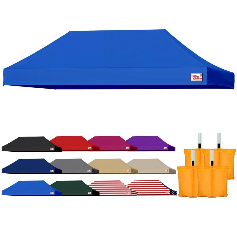 Tradesparker Commercial Canopy Replacement Top Windproof with Sand Bags - Blue - 10x20ft