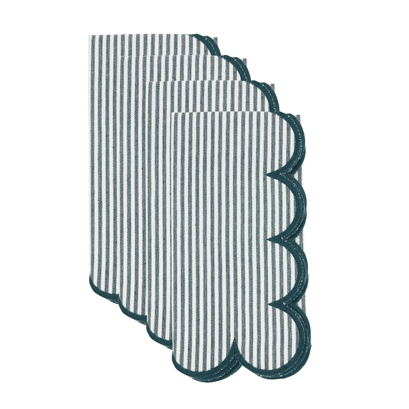 Striped Pattern Cotton Decorative Napkins (Set of 4) - Finished Edge Detail for Dining and Entertaining, 20"x20"