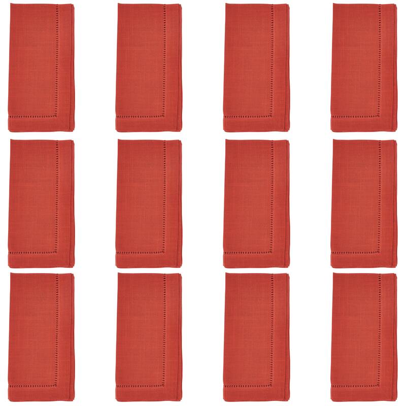 Hemstitched Border Design Dinner Napkins (Set of 12)