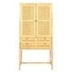 preview thumbnail 10 of 9, Woven Cane and Wood Cabinet - 33.5"L x 15.7"W x 66.9"H