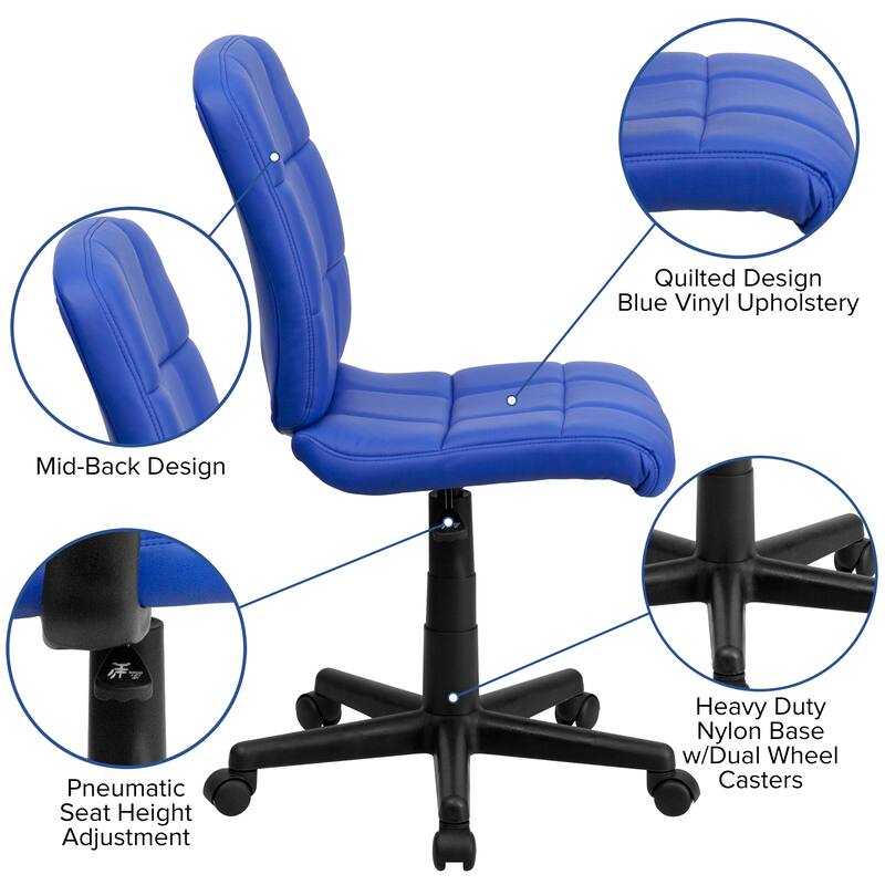 Mid-Back Quilted Vinyl Swivel Task Office Chair