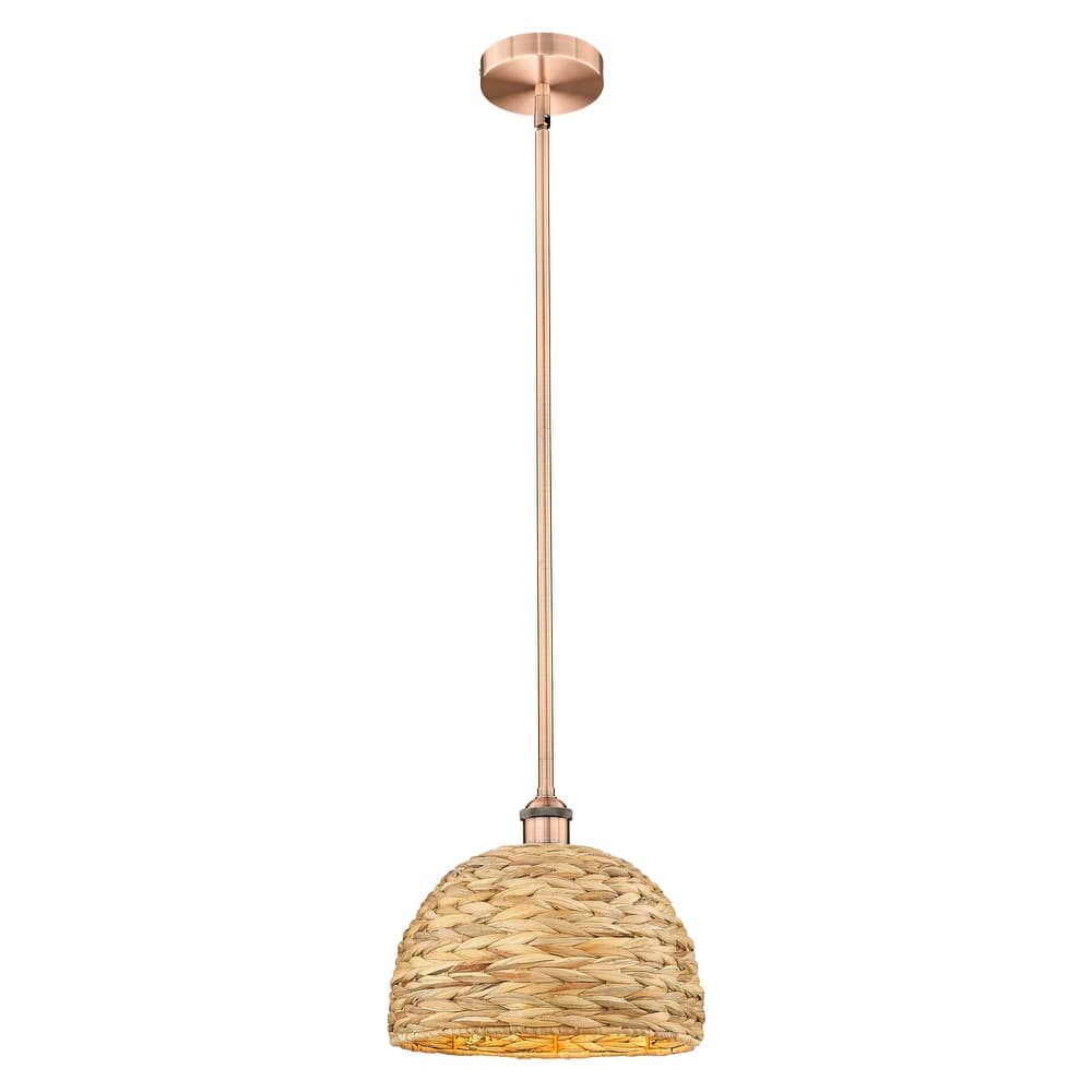 Innovations Lighting Endless Possibilities Edison - Woven Rattan - 1 Light 12" Stem Hung Mini Pendant