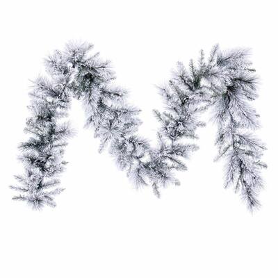 Vickerman 9' x 14" Flocked Jackson Pine Artificial Garland with 160 Realistic Hardneedle/PVC Tips - Green, White - 9' x 14"